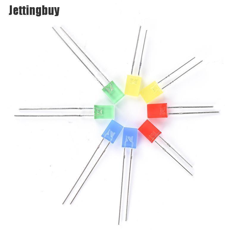 Jettingbuy 100pcs Rectangular Square LED Emitting Diodes Light Bulbs Yellow/Red/Blue/Green