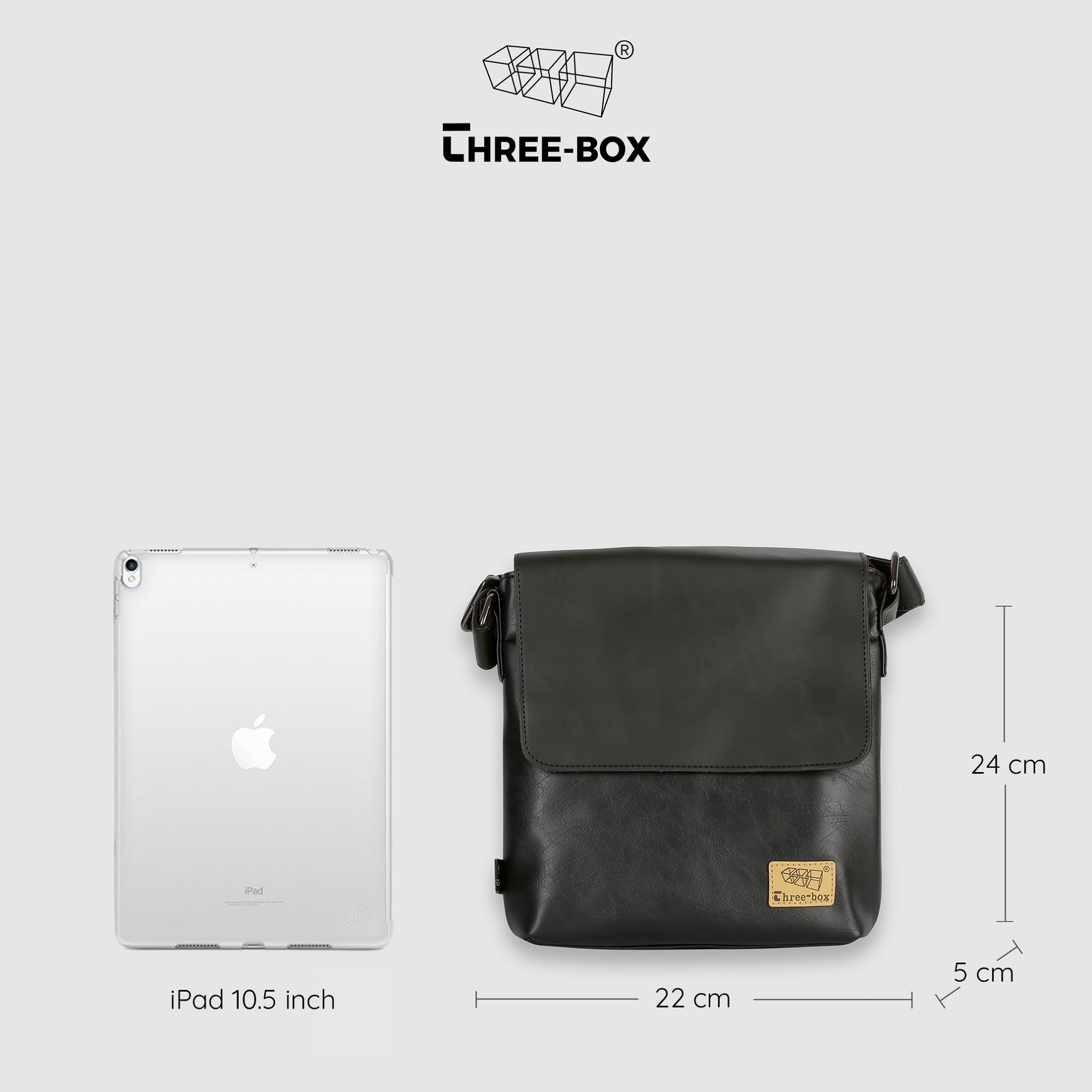 Túi da đeo chéo Three-Box chính hãng  MS3566
