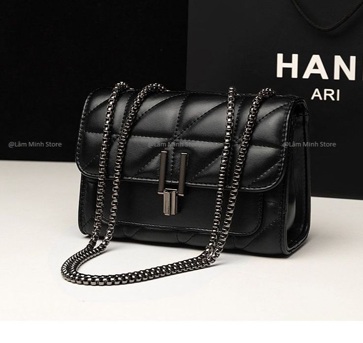 Túi đeo chéo nữ ️ freeship ️ túi đeo vai thời trang hàn quốc dây xích đen hq 35