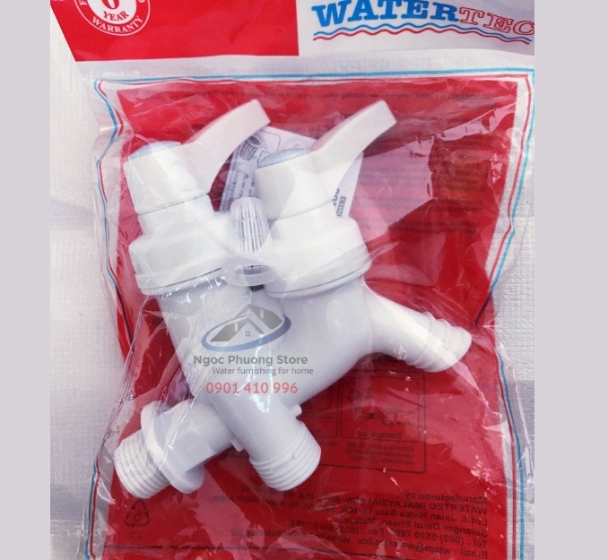 Vòi củ sen nhựa 2 vòi 2 van Watertec Made in Malaysia