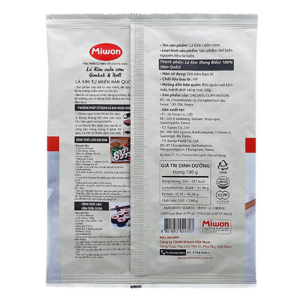 [Siêu thị WinMart] - Lá Kim cuốn cơm Miwon gói 10g