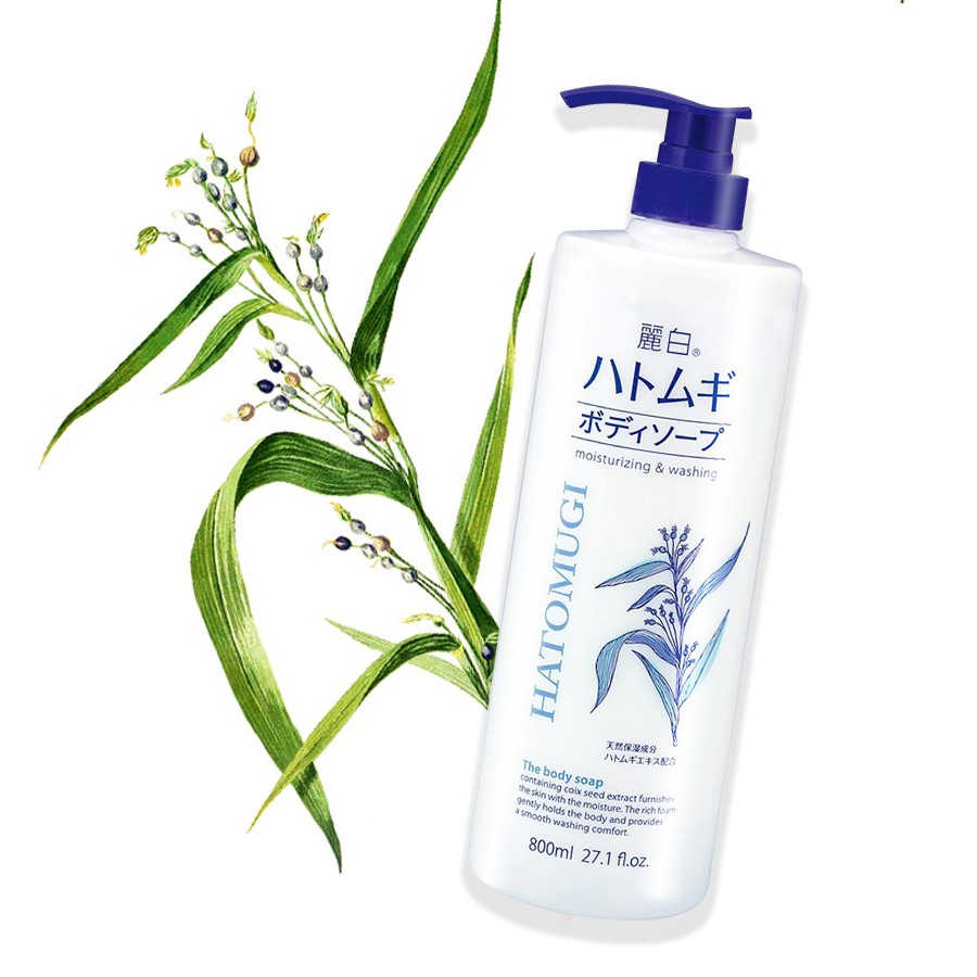Sữa Tắm Trắng Da Giữ Ẩm Hatomugi Nhật Bản 800ml