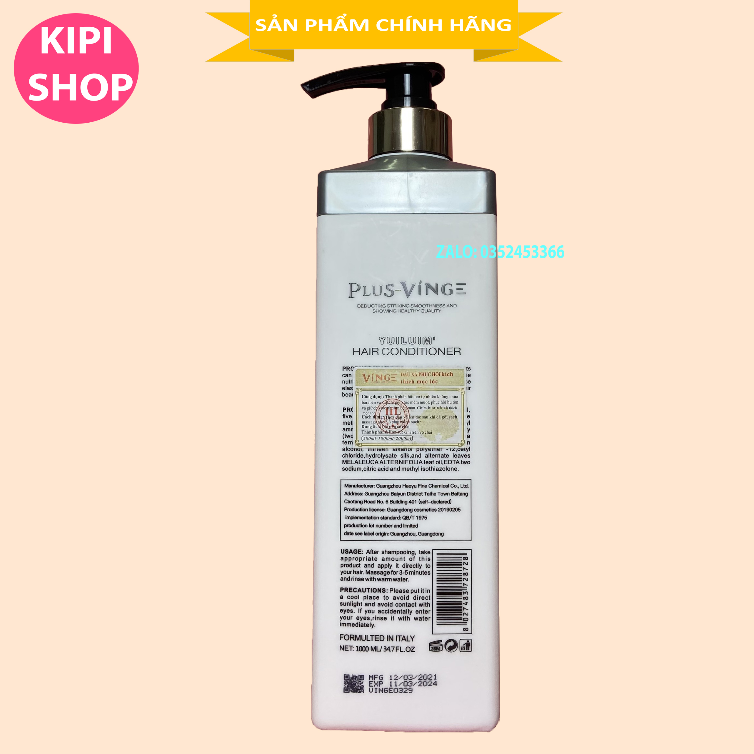 [CÓ TEM HÀNG CHÍNH HÃNG] Bộ dầu gội + Dầu xã COLLAGEN VINGE 1000ML