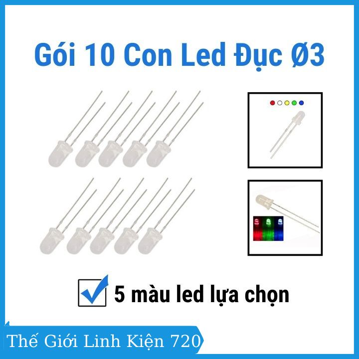 Gói 10 con led đục ø3 nhiều màu