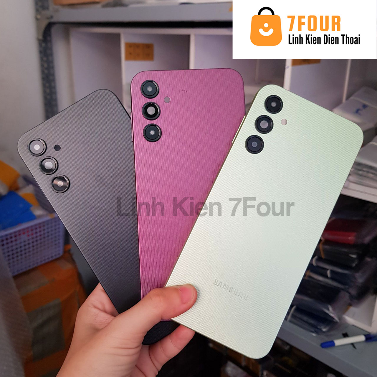 Vỏ nắp lưng Samsung Galaxy A14 có kính cam nút âm lượng - 7Four