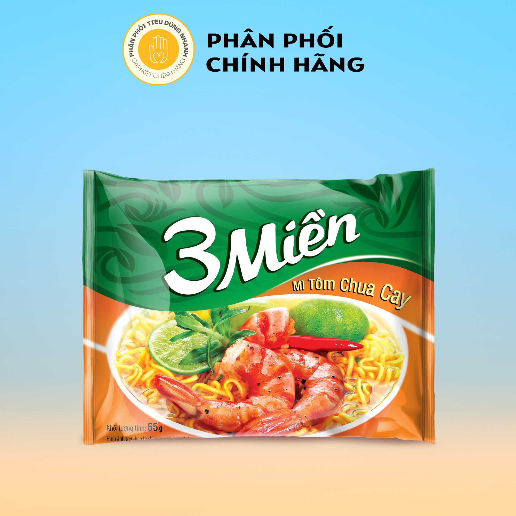 Mì ăn liền 3 miền vị tôm chua cay 65g