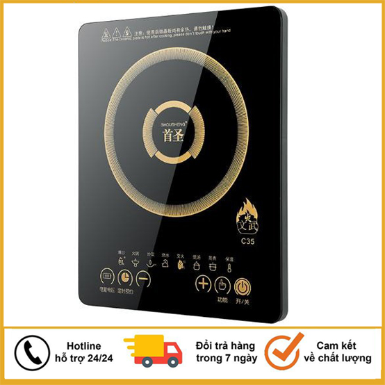 Bếp điện từ-bếp từ đơn SHOUSHENG C35 - 2100W siêu mỏng Tiết kiệm điện, mặt kính chịu nhiệt tốt (Không kèm Nồi)