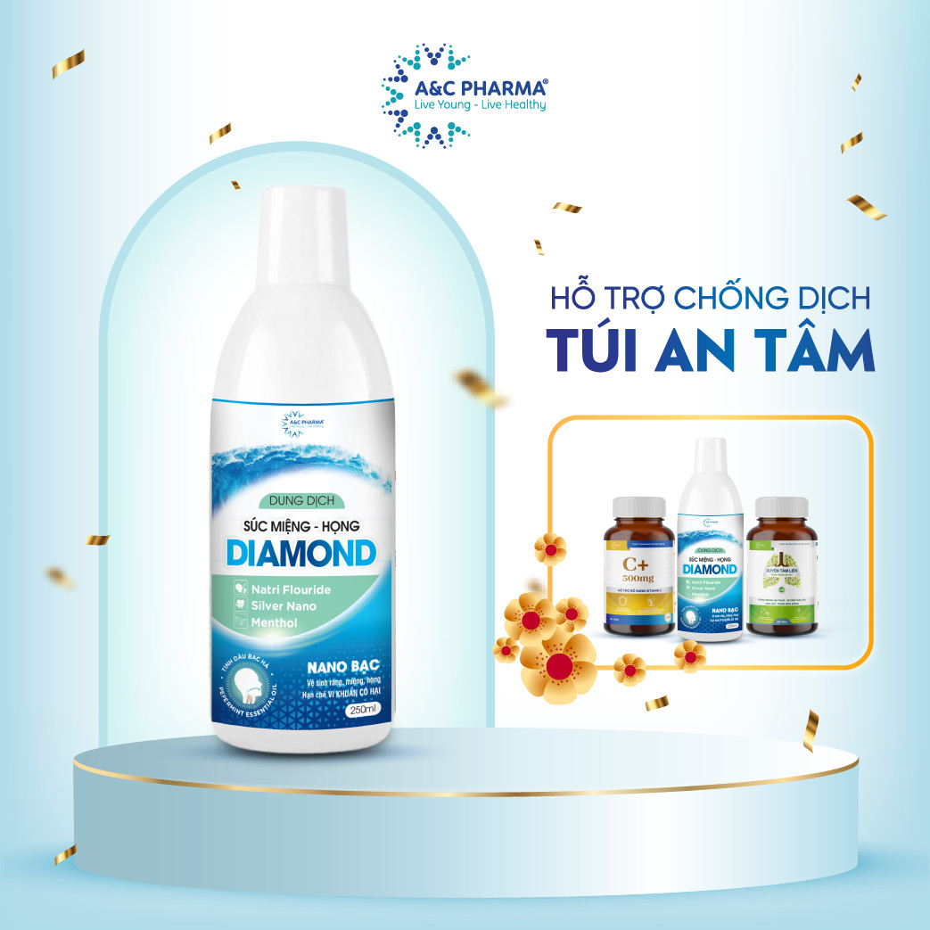 Dung Dịch Súc Miệng - Họng Diamond Nano Bạc A&C Pharma