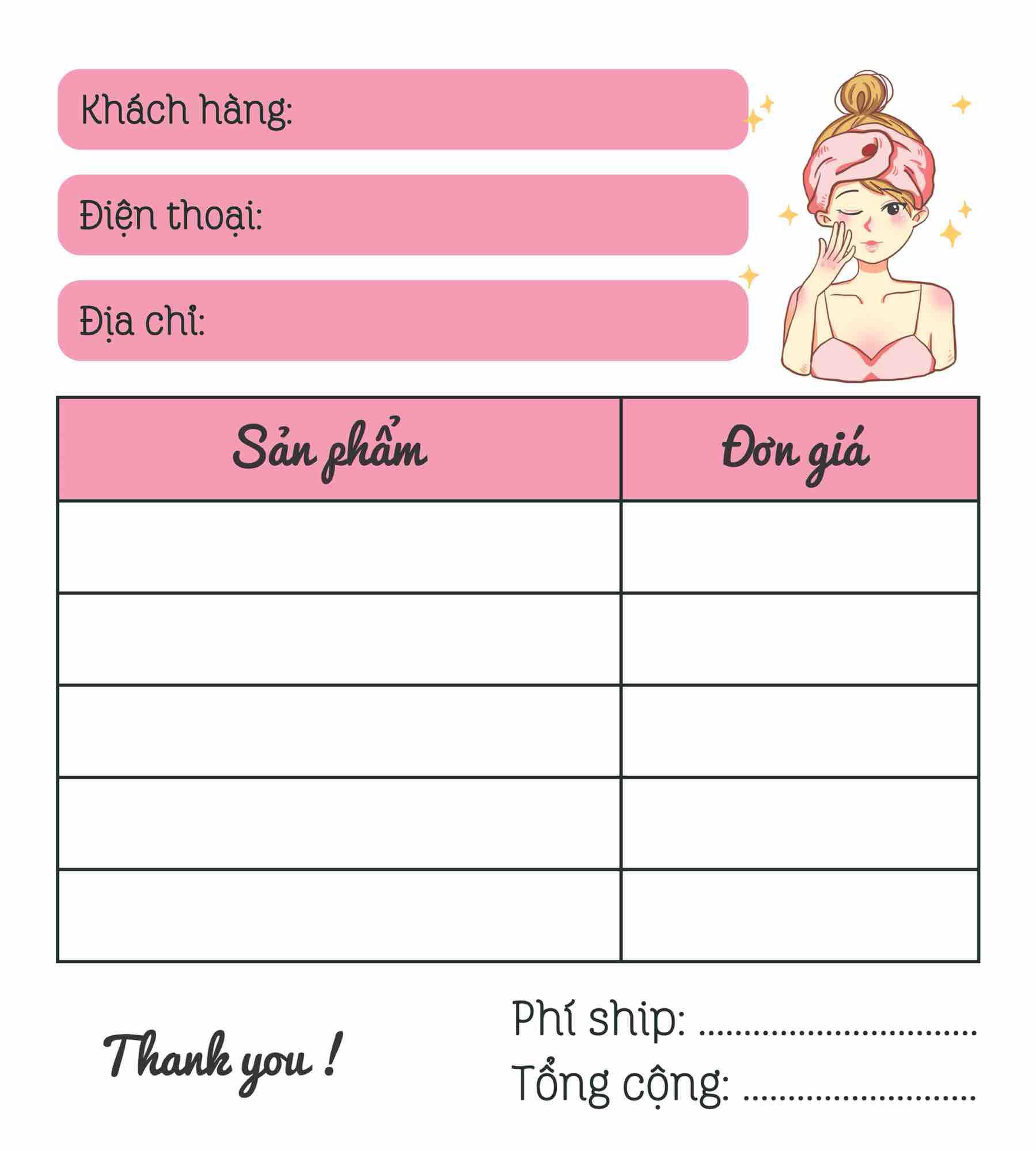 Combo 10 quyển hoá đơn bán hàng mini mỹ phẩm