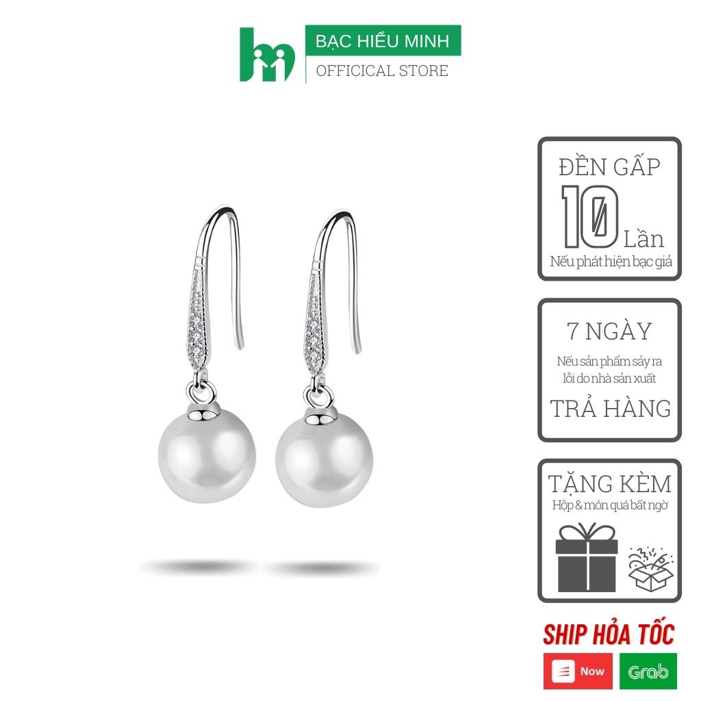 Bông tai, khuyên tai, hoa tai ngọc trai thanh mảnh nữ tính bạc hiểu minh ht283