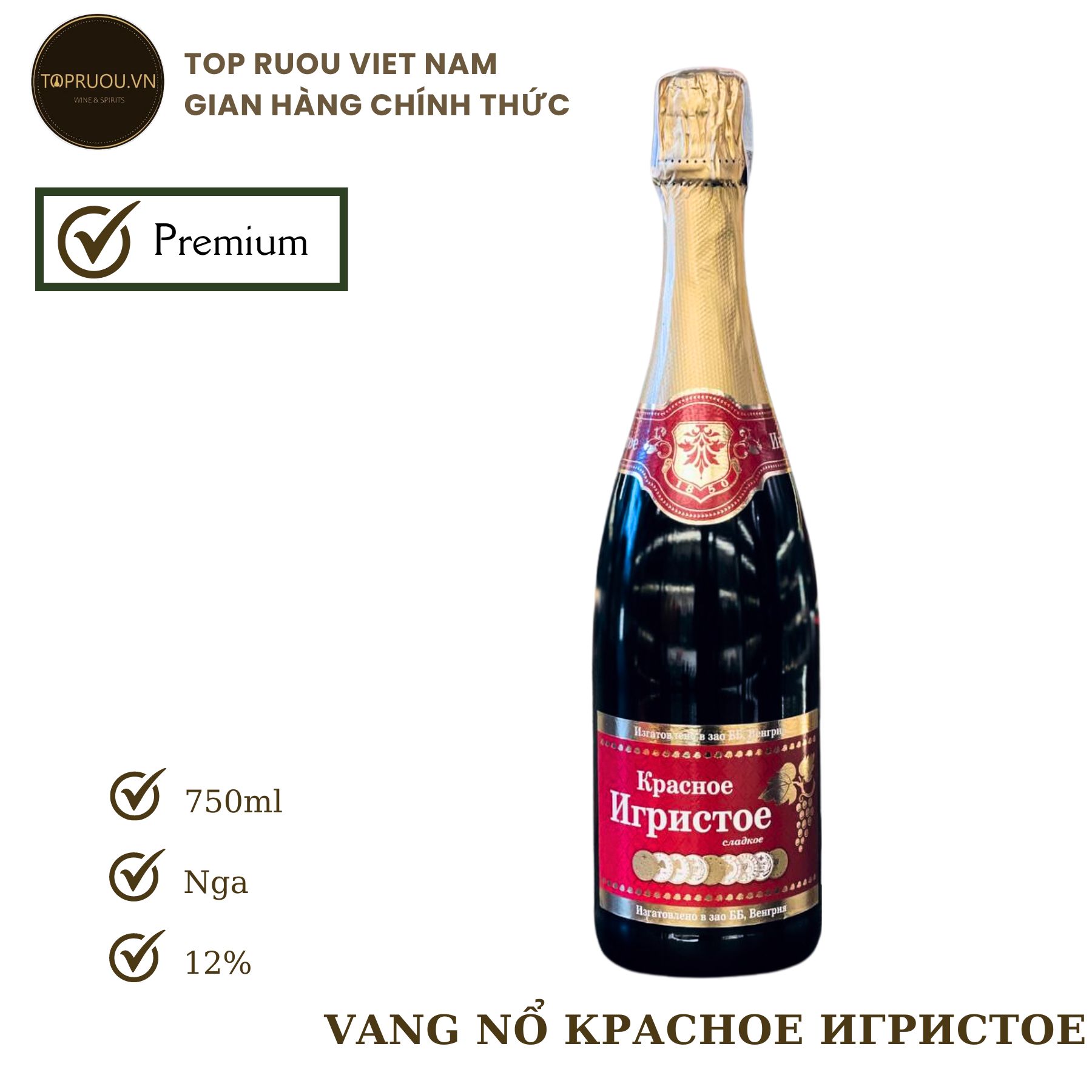 [TopRuouVietNam] Rượu Vang Nổ Великолепие Шампанс - Красное Игристое - Белое Игристое Sparkling Wine 750ml [Hàng Thật]