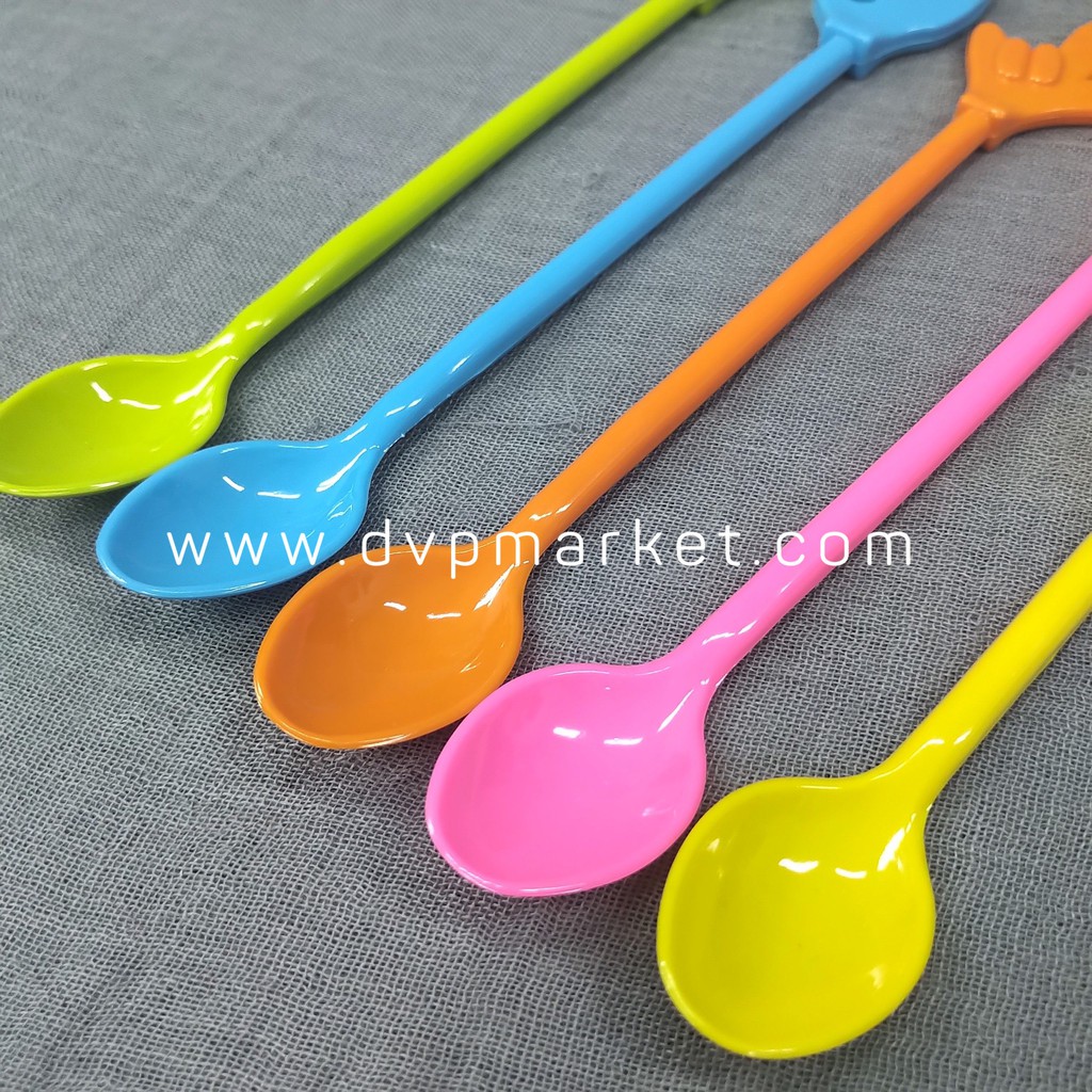 Bộ 5 Muỗng Nhựa Khuấy Cà Phê RiCo - Chất Liệu Nhưa An Toàn Cho Sức Khoẻ