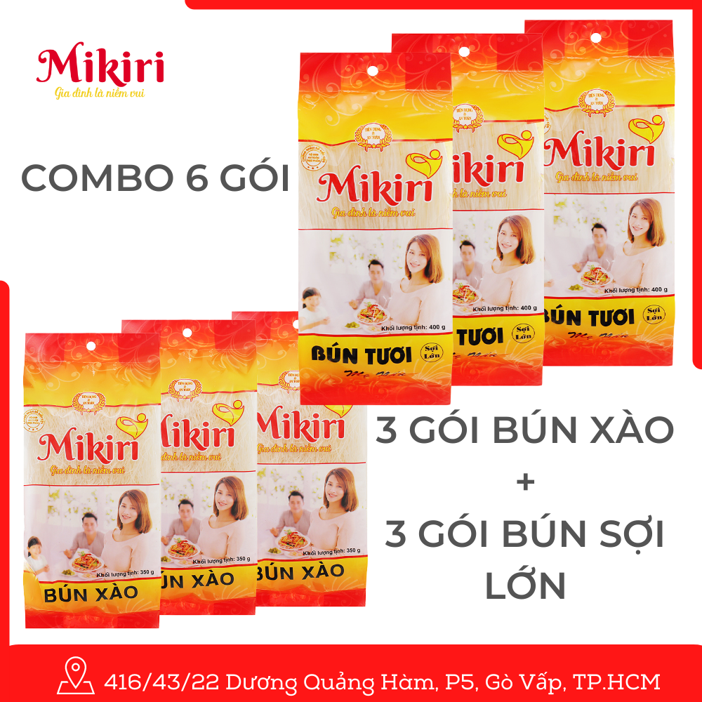 Combo 6 gói bún tươi sợi lớn 400g