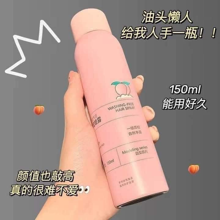 Xịt Gội Khô Hương Đào LuckyFine 150ml(Hồng)
