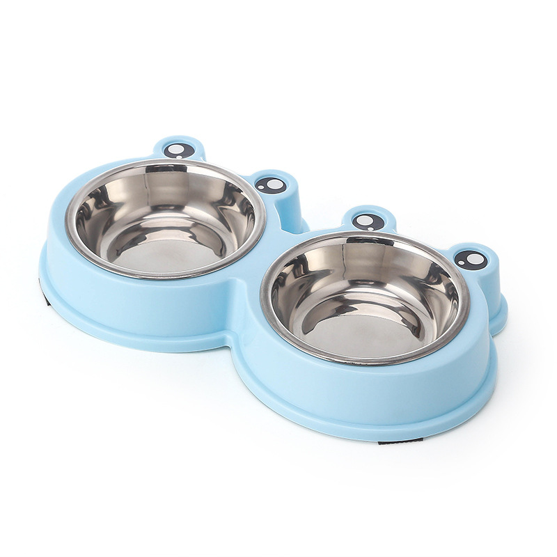 Bát Ăn Đôi Cho Chó Mèo Hình Ếch Có Bát Inox - Mã BABS29