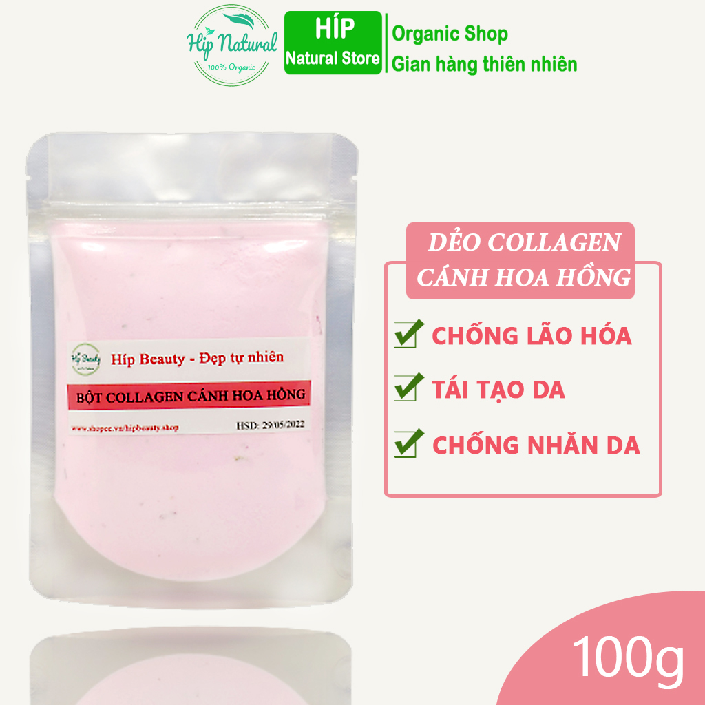 Mặt nạ dẻo collagen cánh hoa hồng chăm sóc da 100GR, bột mặt nạ hoa hồng chăm sóc da tự nhiên