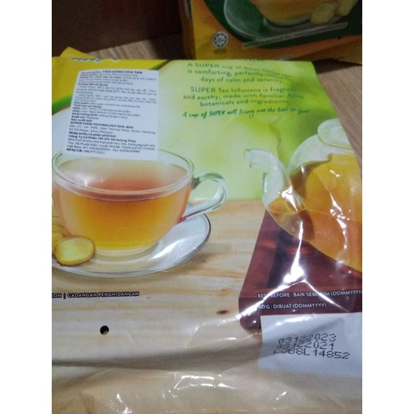 [Date 1/2025][Bịch 20gói x 20g]Trà gừng hòa tan Super 400g
