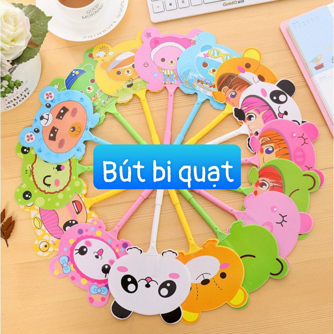 ( 2 CÂY ) BÚT BI HÌNH QUẠT SIÊU DỄ THƯƠNG - mực XANH (Đồ Dùng Dạy Học Miki)