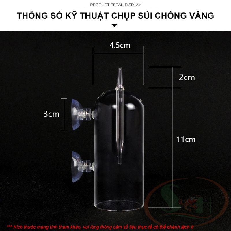 Chụp thủy tinh sủi oxy chống văng nước oxy hòa tan bể cá tép thủy sinh cảnh
