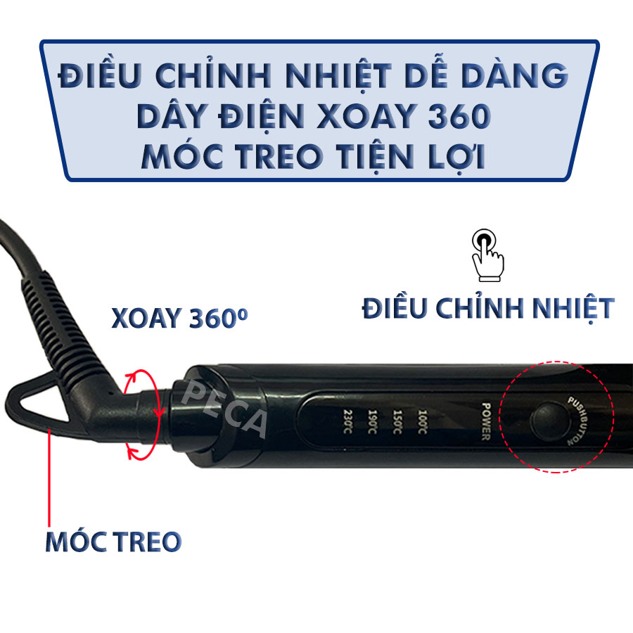 Máy uốn tóc Kemei KM-9942 điều chỉnh 4 mức nhiệt dây điện xoay 360 độ thích hợp tạo nhiều kiểu tóc uốn xoăn bồng bềnh - Hàng chính hãng