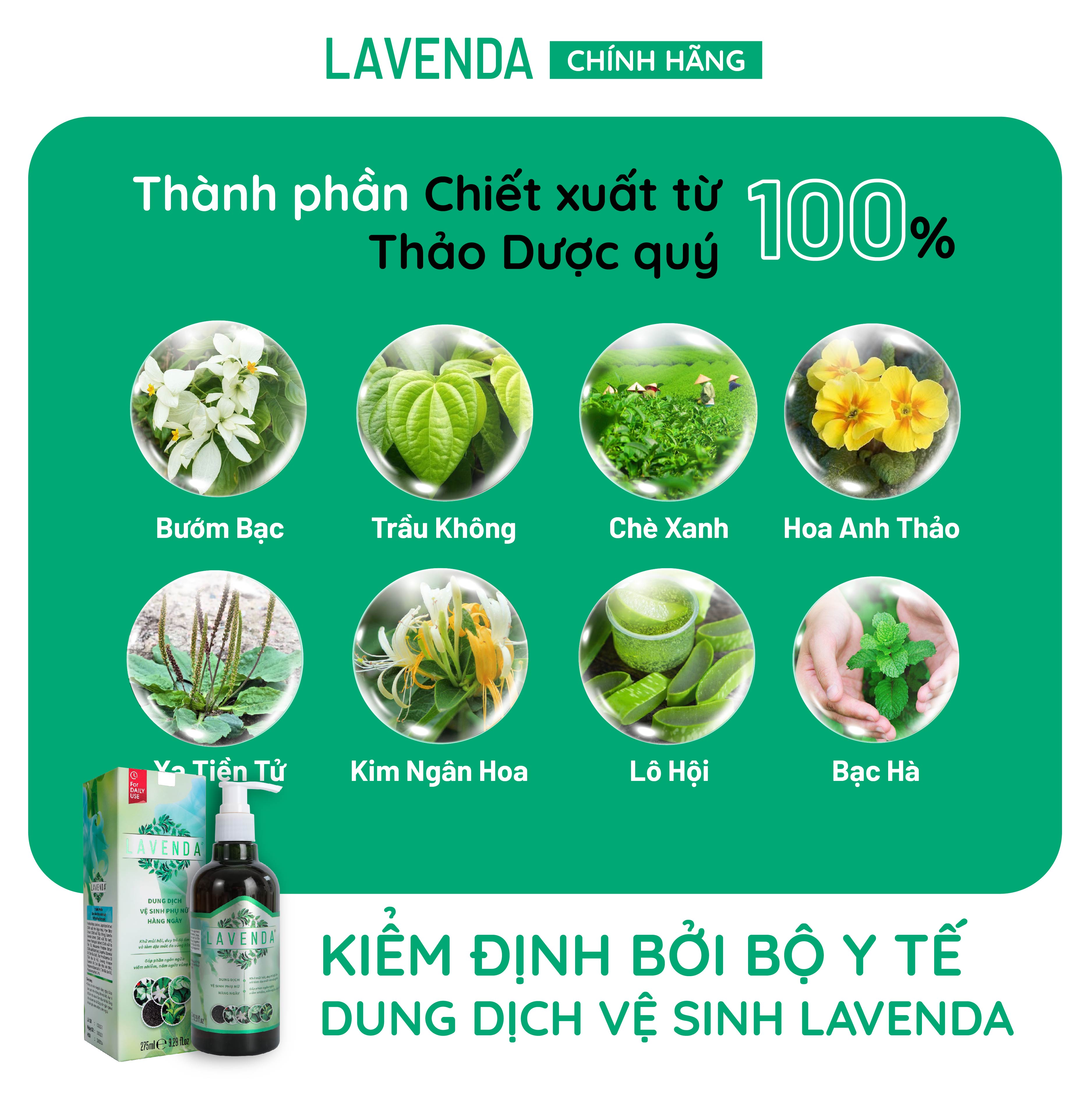 Combo 1 Rửa Lavenda (275ml/chai) và 1 Uống Lavenda Plus (60 viên/hộp)