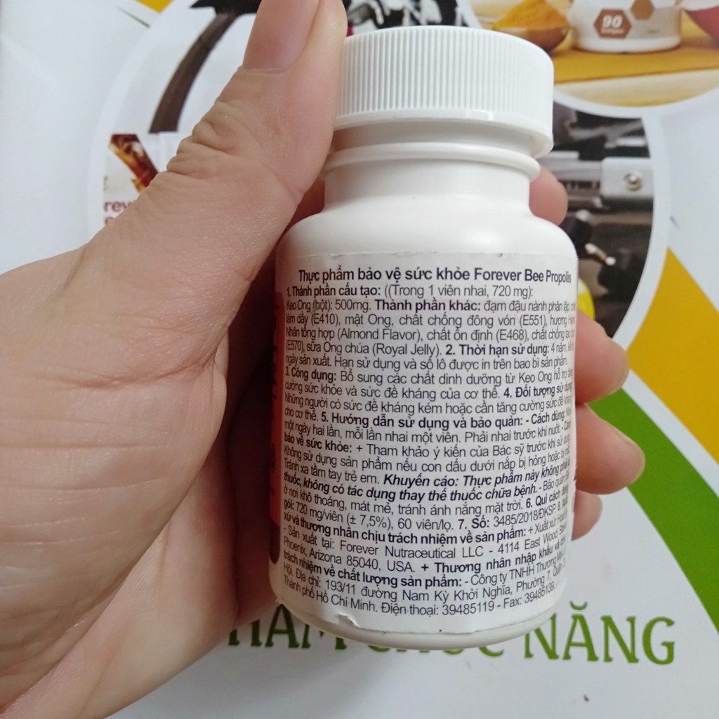 [CHÍNH HÃNG] Viên Sáp Ong Forever Bee Propolis. 60 viên/lọ