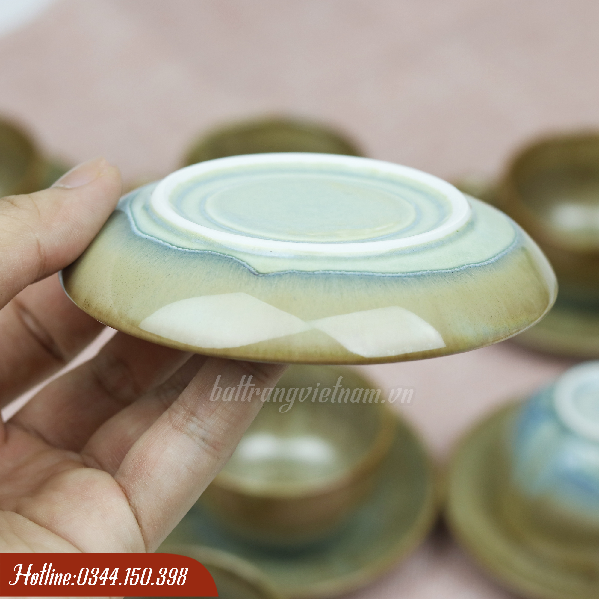 Bộ ấm chén Bát Tràng men hỏa biến mật ong