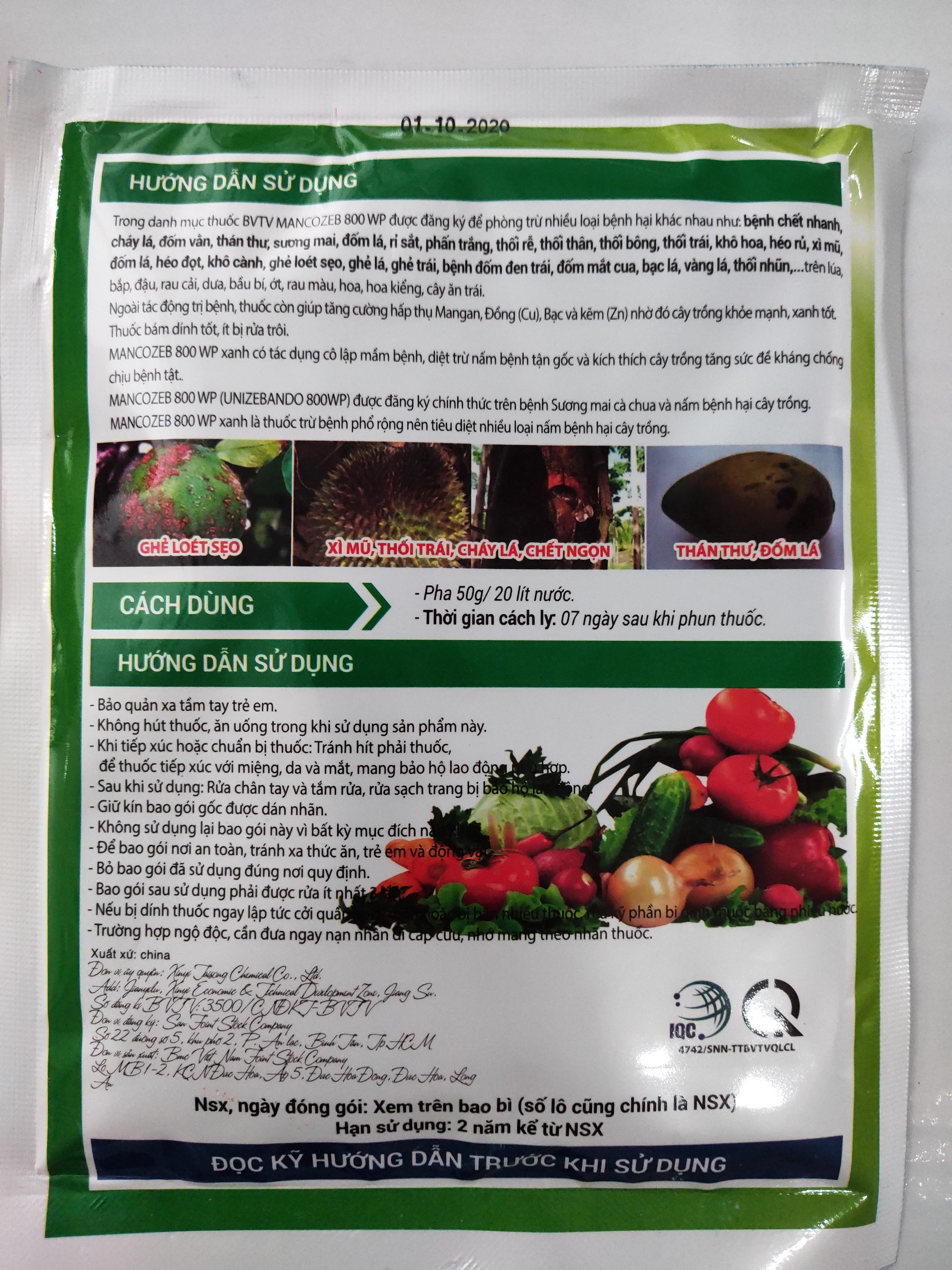Thuốc trừ nấm bệnh Mancozeb 800WP - 100gr