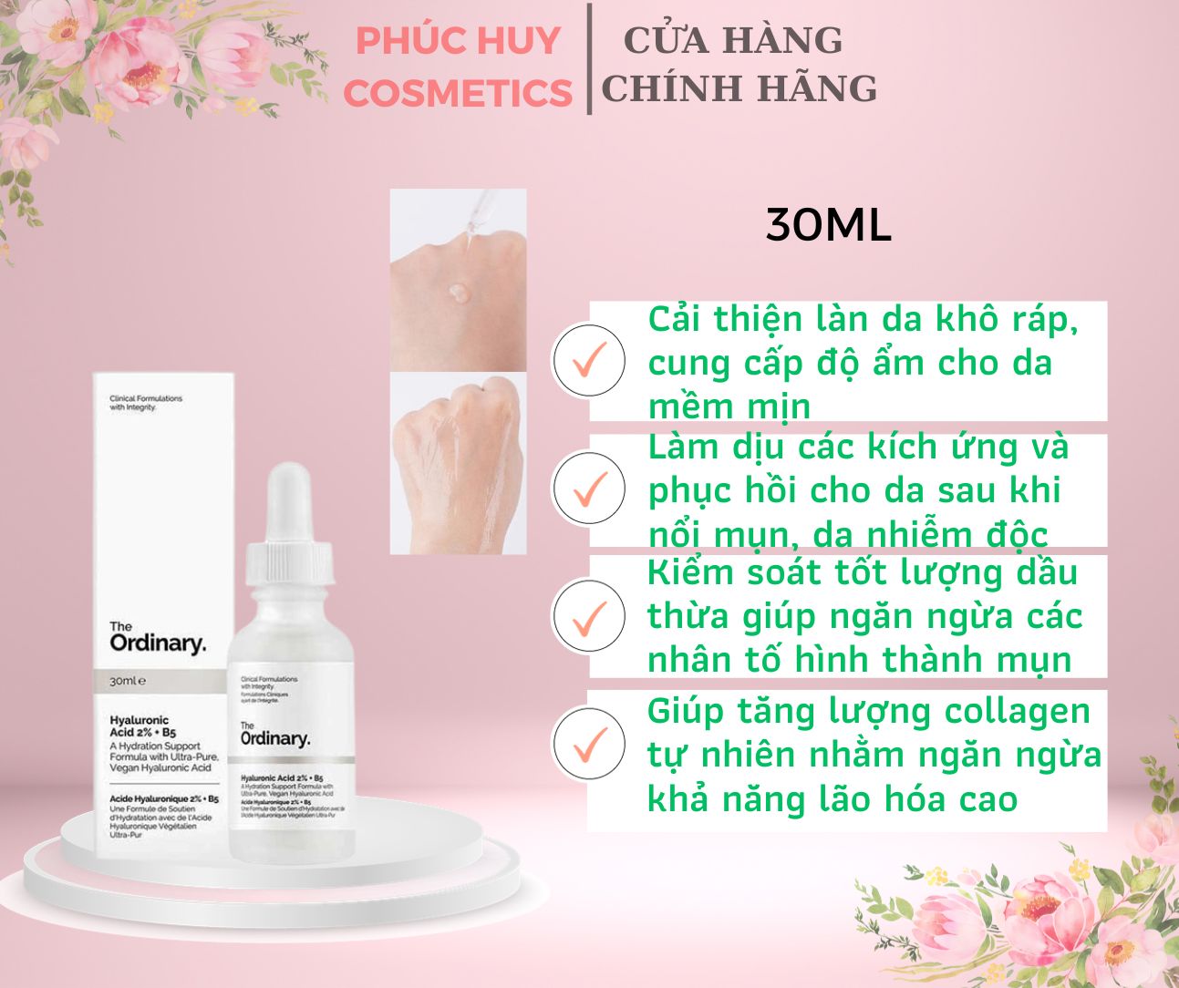 The ordinary ha 2%+b5- serum cấp nước ngừa mụn 30ml
