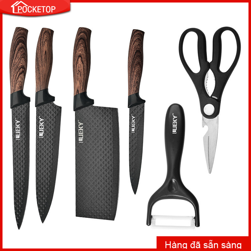 Bộ Dao Bộ Dao Làm Bếp Bộ Dao Hình Sóng Bộ Dao Làm Bếp Sắc Bén Bộ Sáu Mảnh Kitchen Knife Six Piece Set
