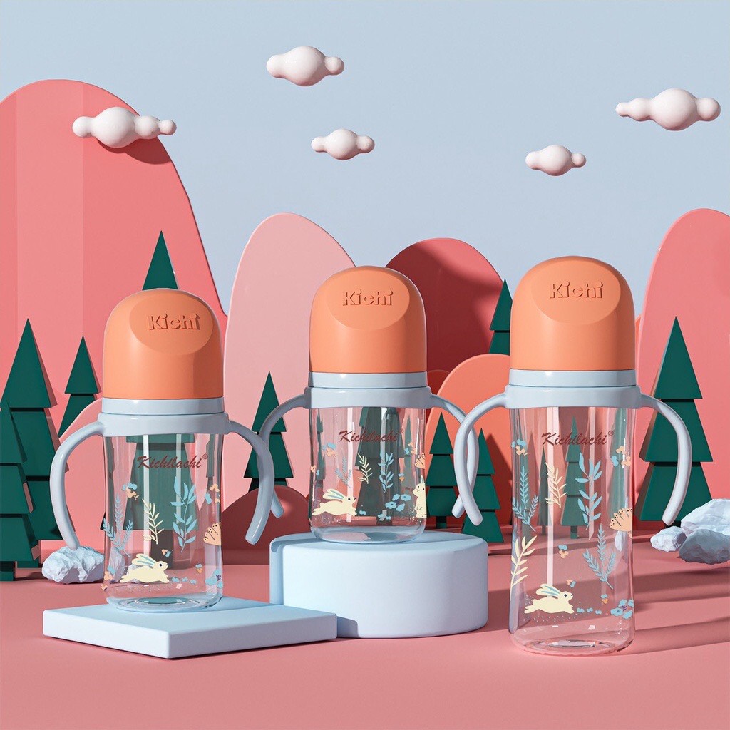 Bình Sữa Cổ rộng PP Kichi 160ml/ 240ml /300ml ( Có quai cầm )