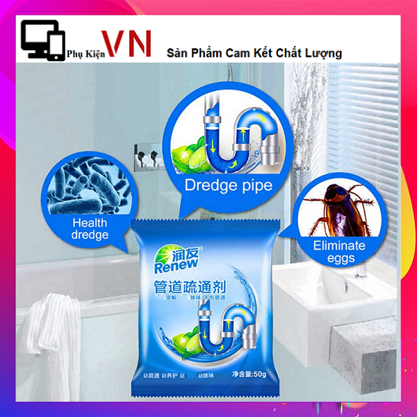 [HCM]⚡ Siêu Sạch ⚡ Gói Tẩy Sạch Làm Tan Cặn Bẩn Đường Ống Cống Bồn Cầu RENEW - Bột Tẩy ống Cống Renew