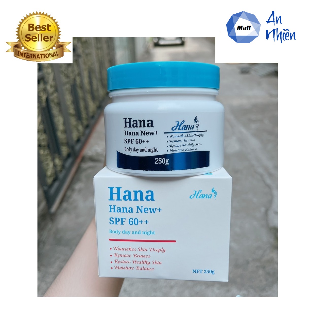 Kem dưỡng da body trắng hồng hana 250g - mẫu mới