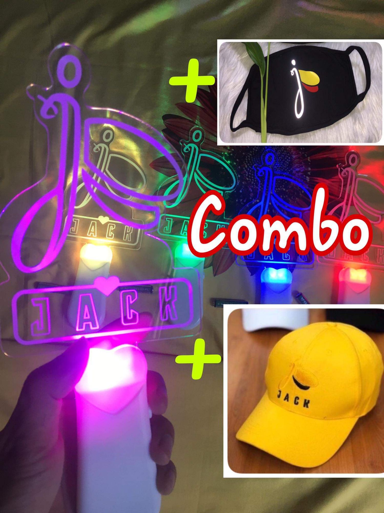 [Feeship]combo lightstick + nón vàng + khẩu trang jack