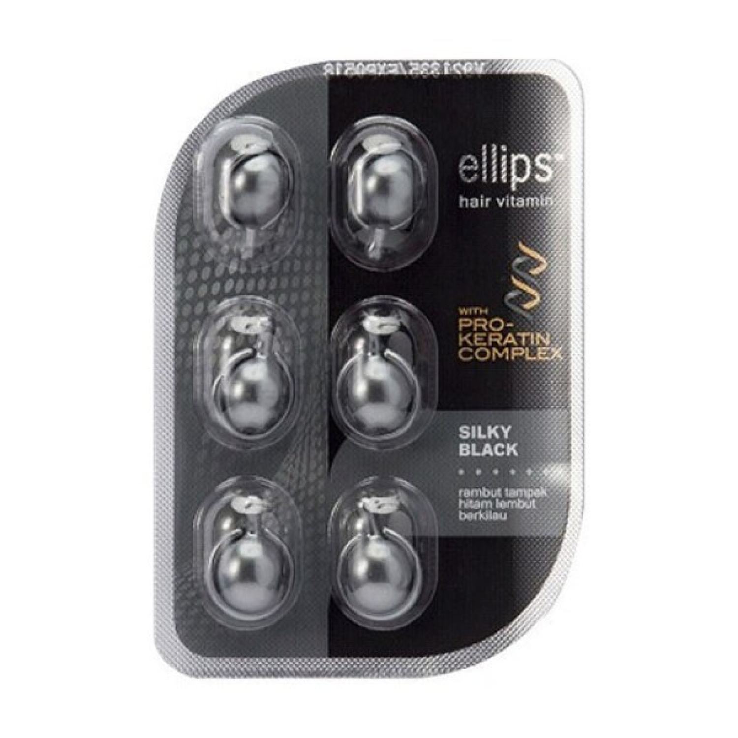 Ellips Dưỡng Tóc Keratin 6'S Đen Mượt (Ellips Hair Vitamin Keratin 6'S Silky Black)vỉ 6 viên