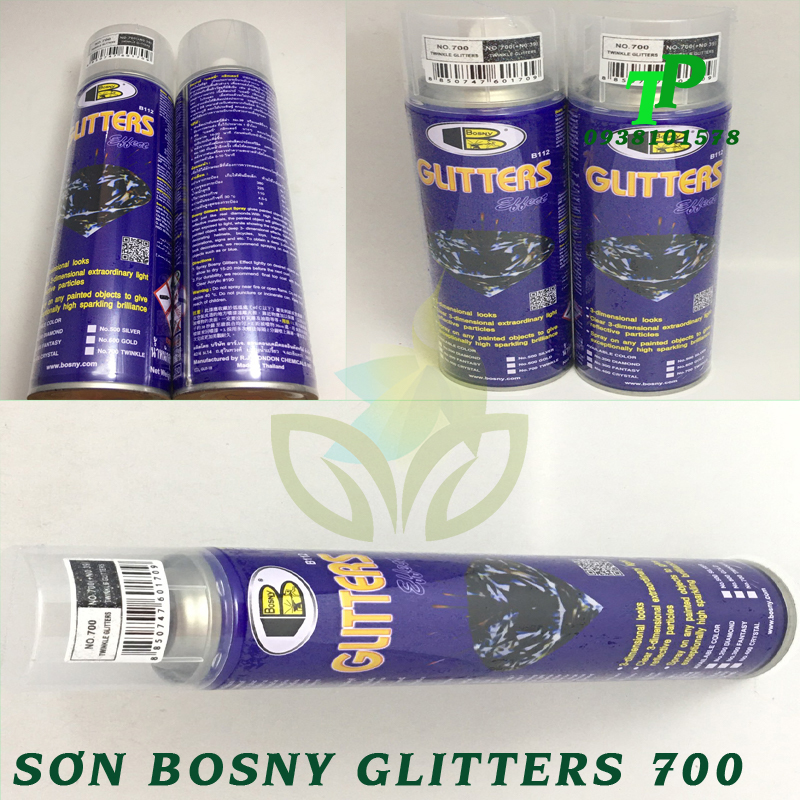 Sơn xịt phủ bóng kim tuyến cho máy lạnh bosny no 700 ,sơn xịt phủ lấp lánh