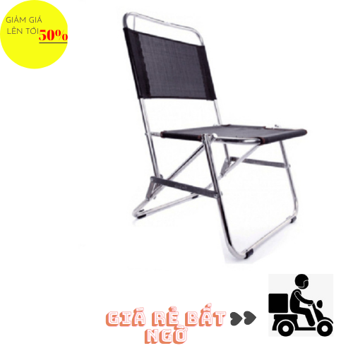 Ghế Xếp Cafe Vải Đen Lưng Thấp