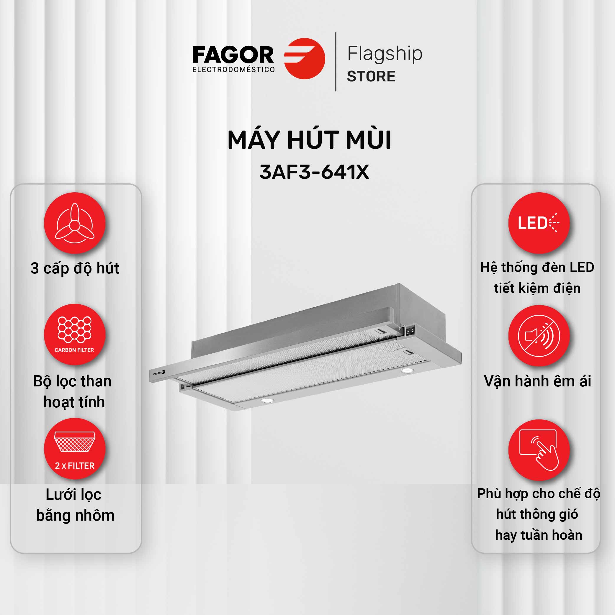Máy hút mùi âm tủ FAGOR 3AF3-641X