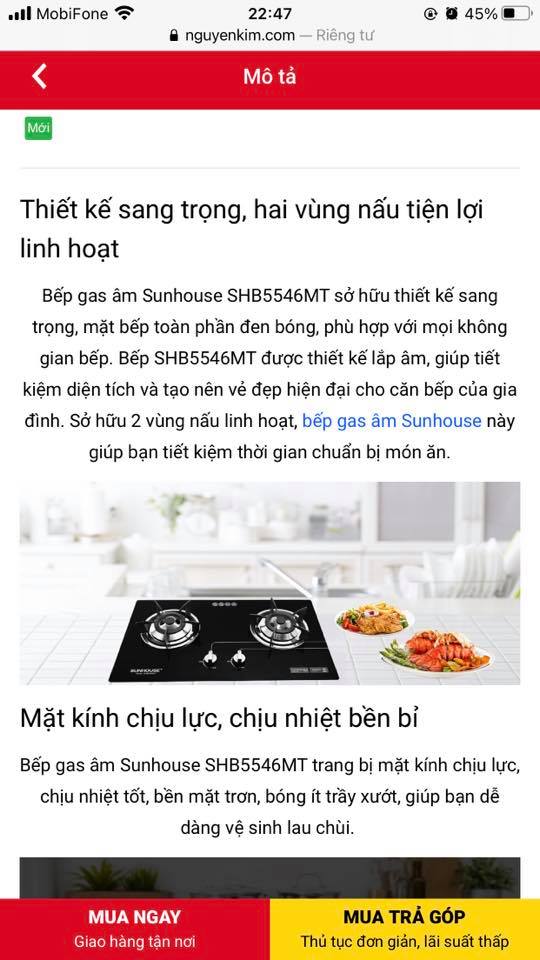 Bếp ga âm Sunhouse SHB5546MT