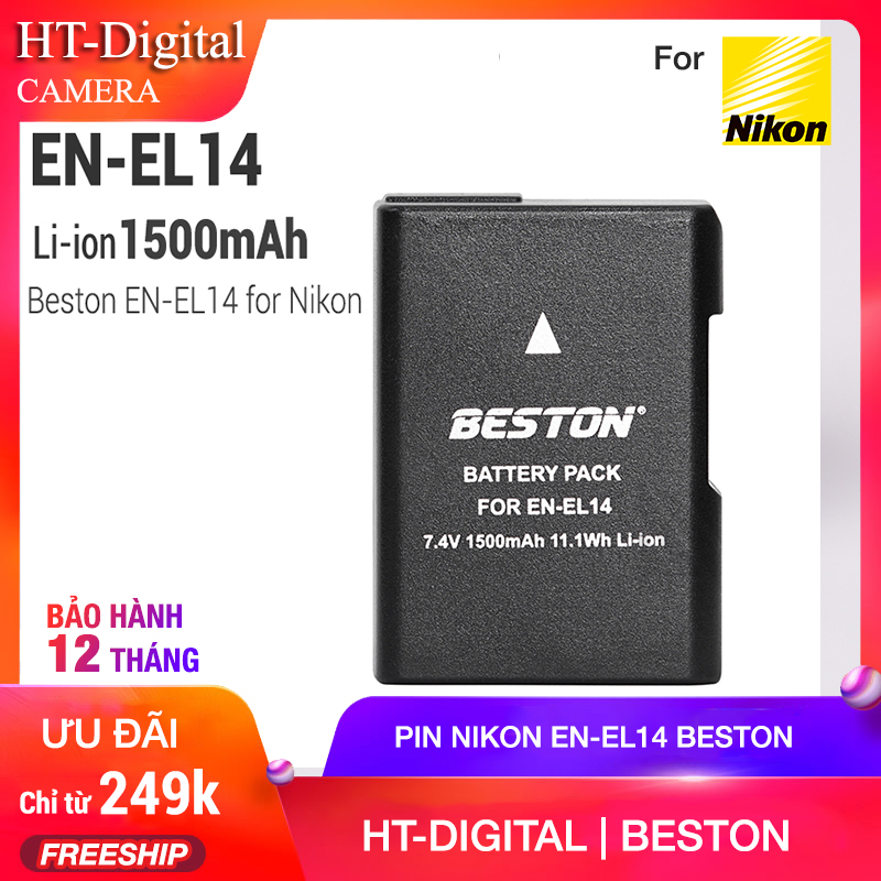 Pin máy ảnh EN-EL14 / EN-EL14A 1500mAh Beston cho Nikon D3100 D3200 D5100 D5200 P7000 P7100 D5300 (hàng chính hãng)