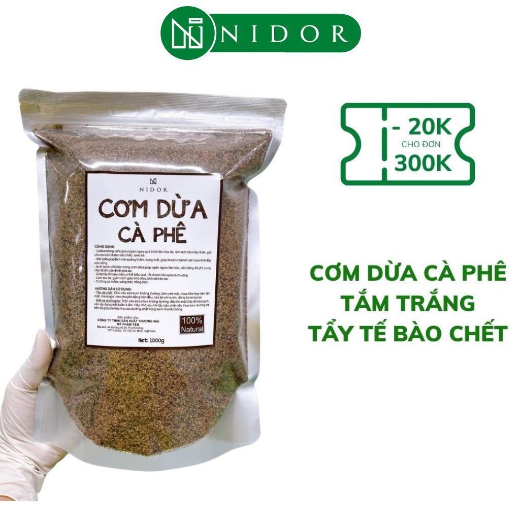 1kg Cà Phê Dừa - Tẩy tế bào chết - Da láng mịn sau khi tắm 100% nguyên chất - Không hóa chất