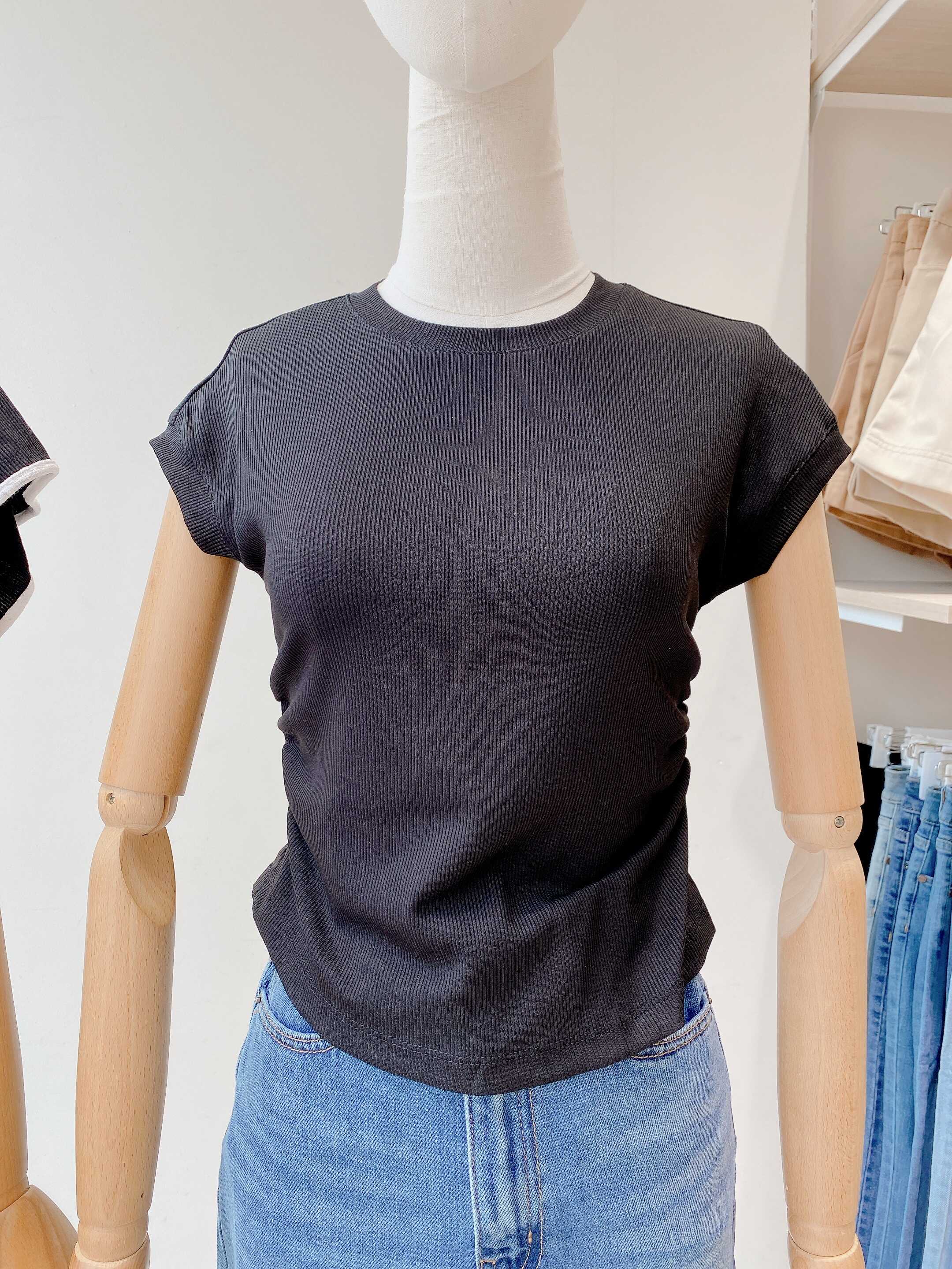 Áo thun nữ kiểu basic nhún hai bên eo MIEU - KJ04