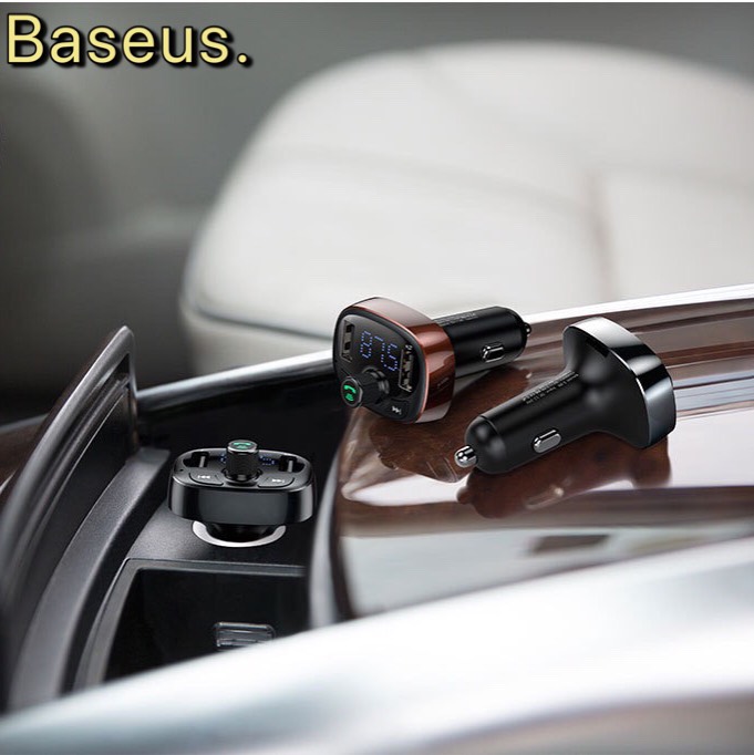 Tẩu nghe nhạc Bluetooth trên ô tô, hỗ trợ đàm thoại rảnh tay- Tẩu sạc điện thoại 5 trong 1 cao cấp baseus