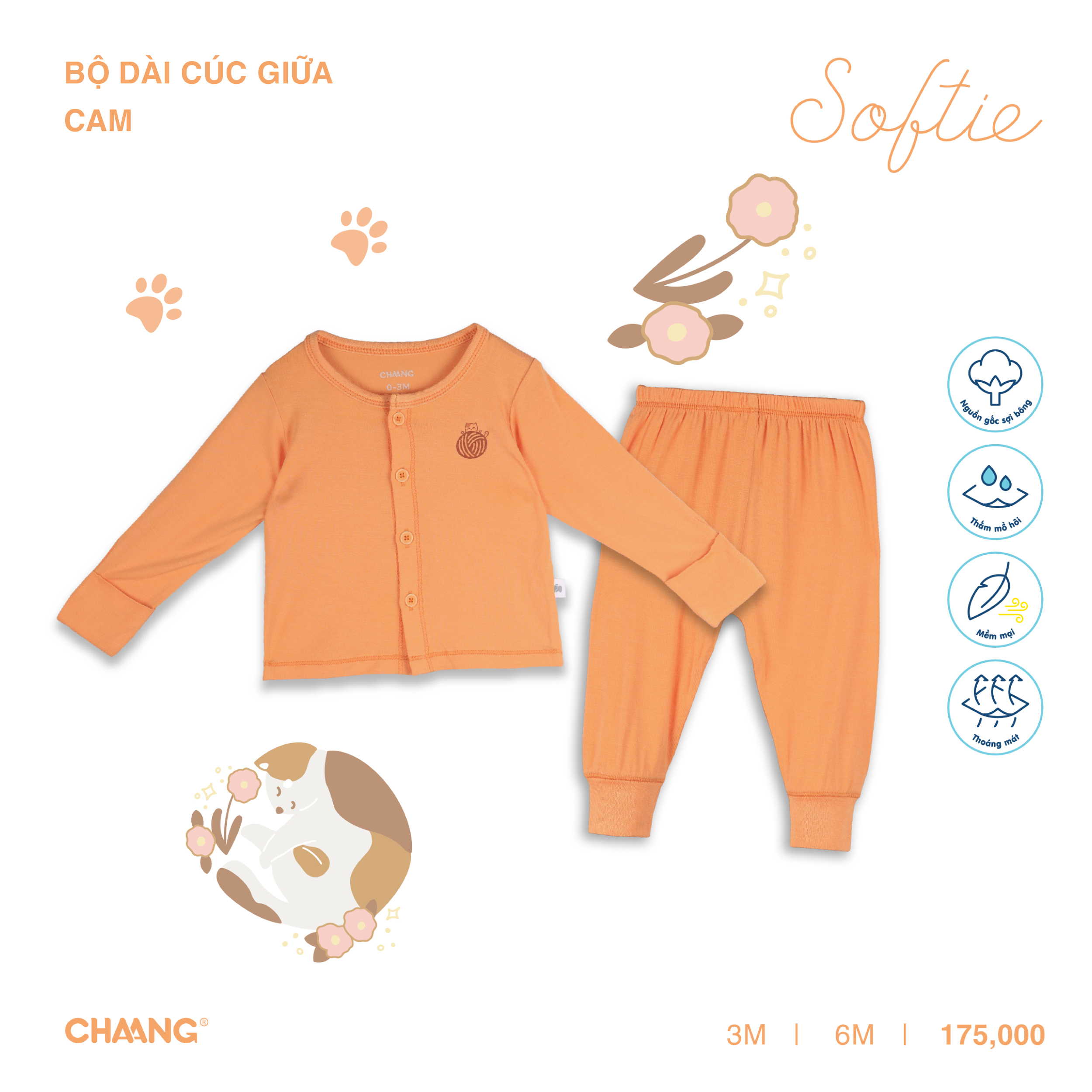 [CHAANG] Bộ dài cúc giữa Mèo Chaang