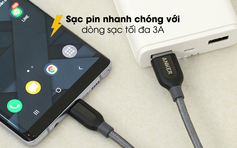 Cáp Type C 0.9m Anker PowerLine+ A8168 Xám ( Likenew )