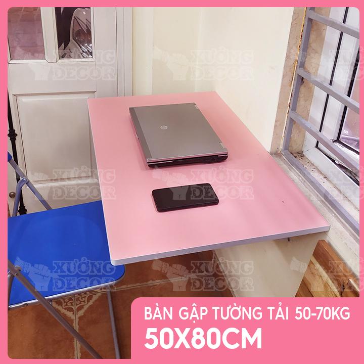 Bàn gập treo tường Hồng Pink 50x80cm tải 50-70kg