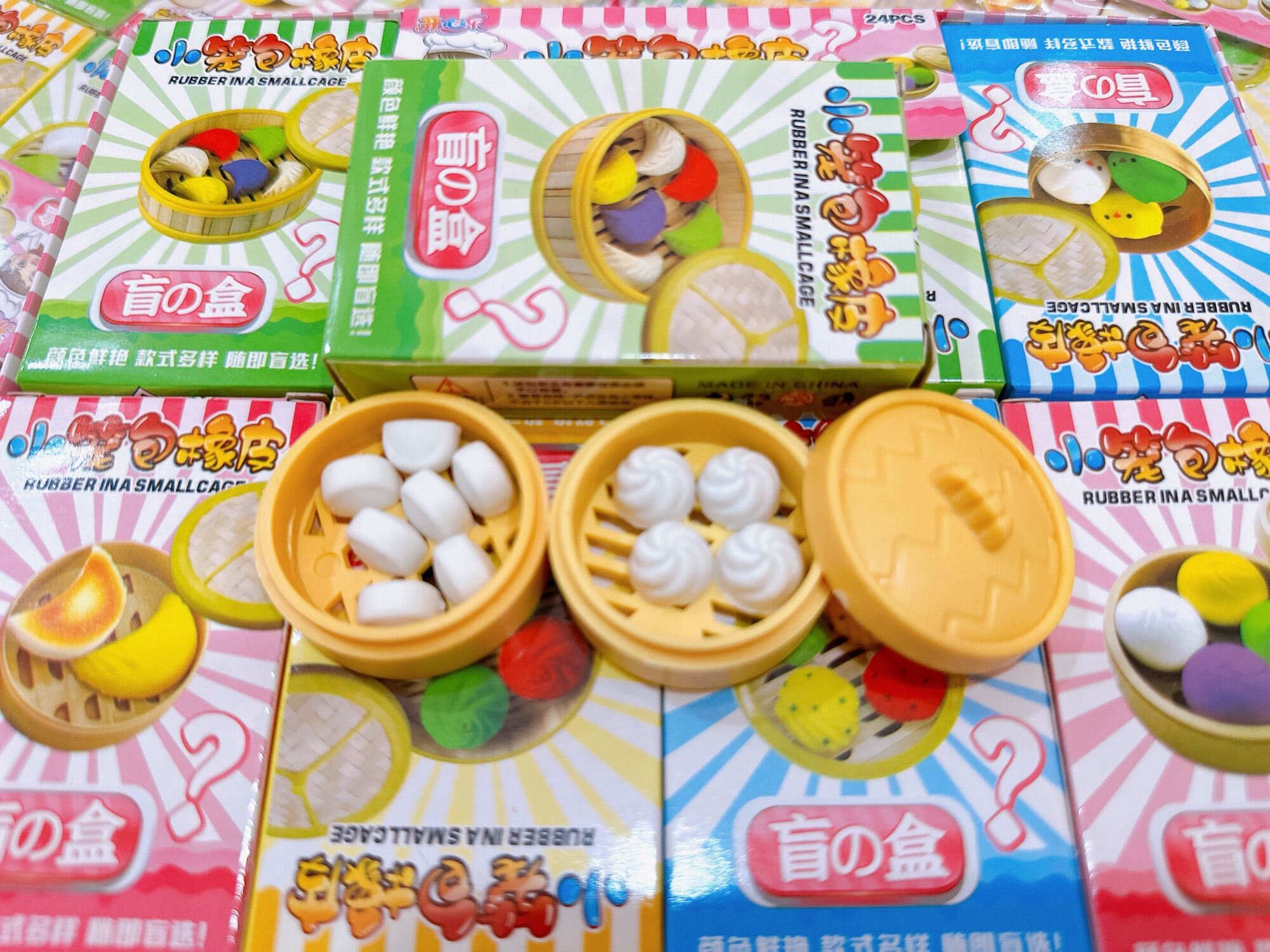 Hộp gôm tẩy bút chì 2 xửng bánh bao mini siêu cute
