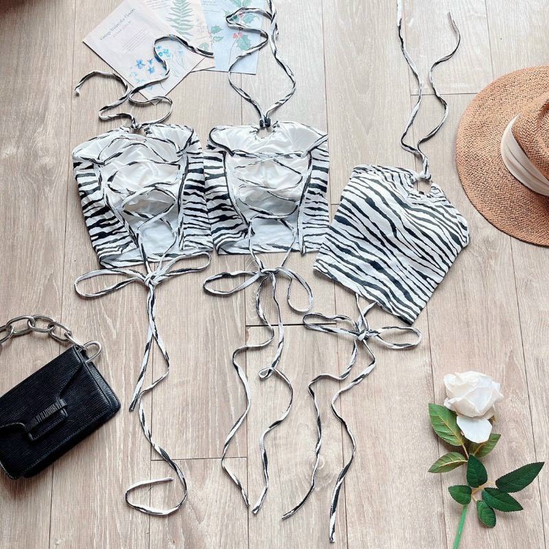 áo kiểu yếm bò sữa có mút ngực đan dây lưng