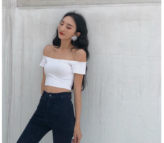 Áo croptop trễ vai tay ngắn A5102