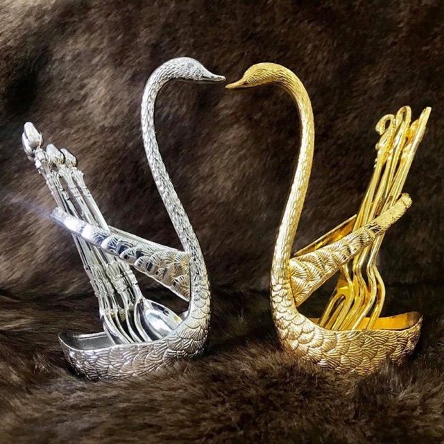 Bộ Giỏ đựng thìa, dĩa hình đôi Thiên Nga